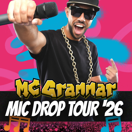 MC Grammar holding a Microphone. Text reads 